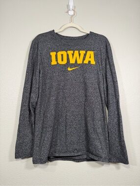 Nike University of Iowa Hawkeyes Long-Sleeve Tee Heathered Gray Yellow Women M